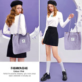 Corduroy Tote Bag for Women Canvas Shoulder Cord Purse with Inner Pocket