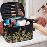Mushroom Blueberry Portable Makeup Bag Makeup Organizer Large Capacity Travel Cosmetic Bag for Women and Girls