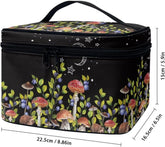 Mushroom Blueberry Portable Makeup Bag Makeup Organizer Large Capacity Travel Cosmetic Bag for Women and Girls