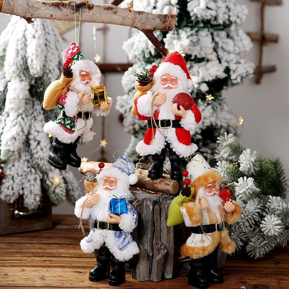 Christmas Standing Santa Claus Figurine Decor Christmas Ornaments Santa Collectors for Home Table Tiered Tray Decorations