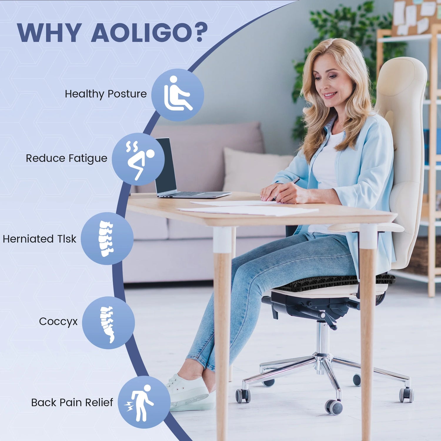 Gel Seat Cushion for Long Sitting, Office Chair, Car, Wheelchair, Black