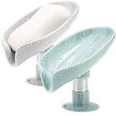 2Pcs Soap Dishes Holder Self Draining Leaf Shape Box Saver Suction Cup Bathroom