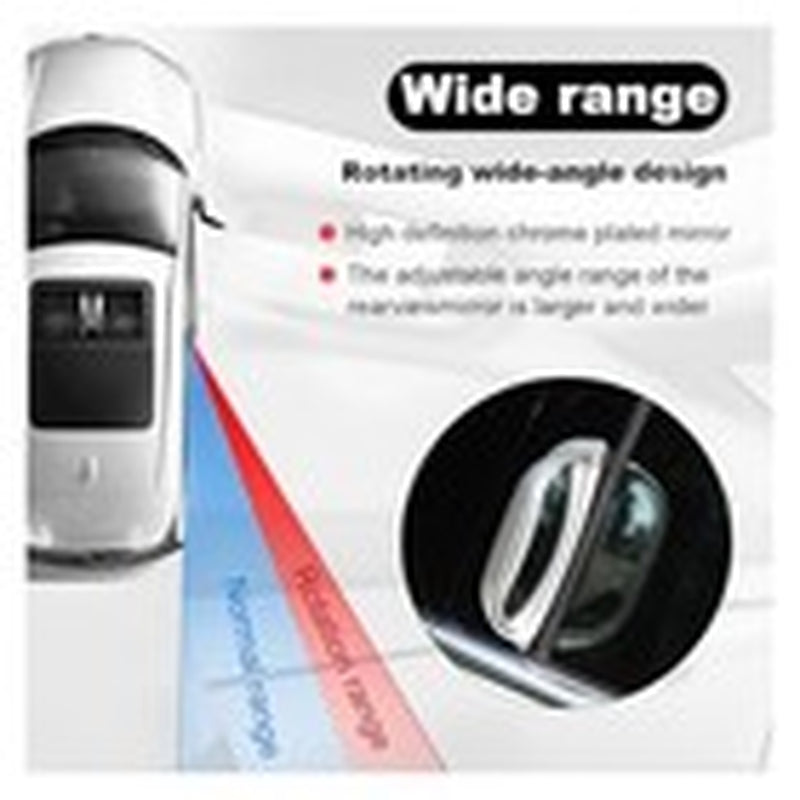2PCS Adjustable Blind Spot Mirrors for Car Rear Seat - Wide Angle Convex Silver