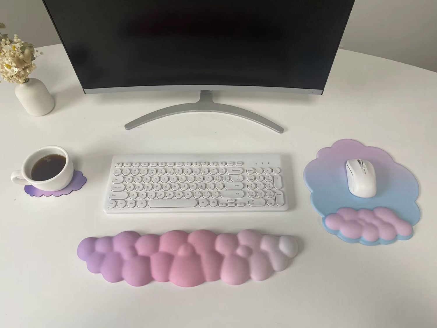 Keyboard Wrist Rest Mouse Pad Wrist Rest Support Ergonimic Arm Rest Cloud Mousepads and Keyboard Rest Support Office