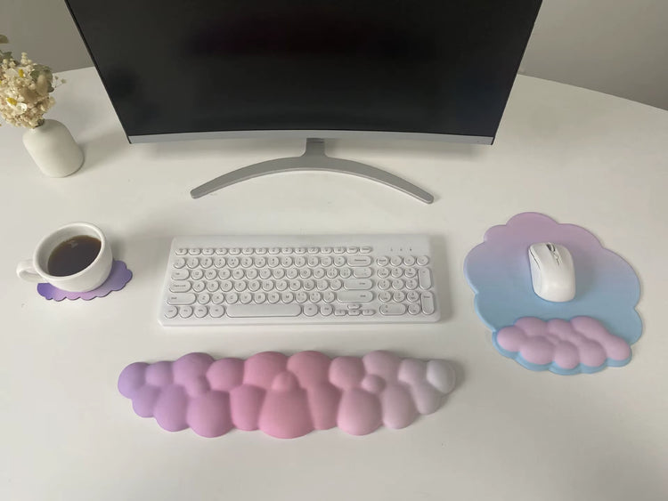 Keyboard Wrist Rest Mouse Pad Wrist Rest Support Ergonimic Arm Rest Cloud Mousepads and Keyboard Rest Support Office