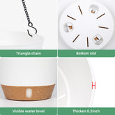 2 Pack 8 Inch Plastic White Hanging Planters with 3 Hooks, Hanging Plant Pot Basket with Drainage Hole for Garden Home