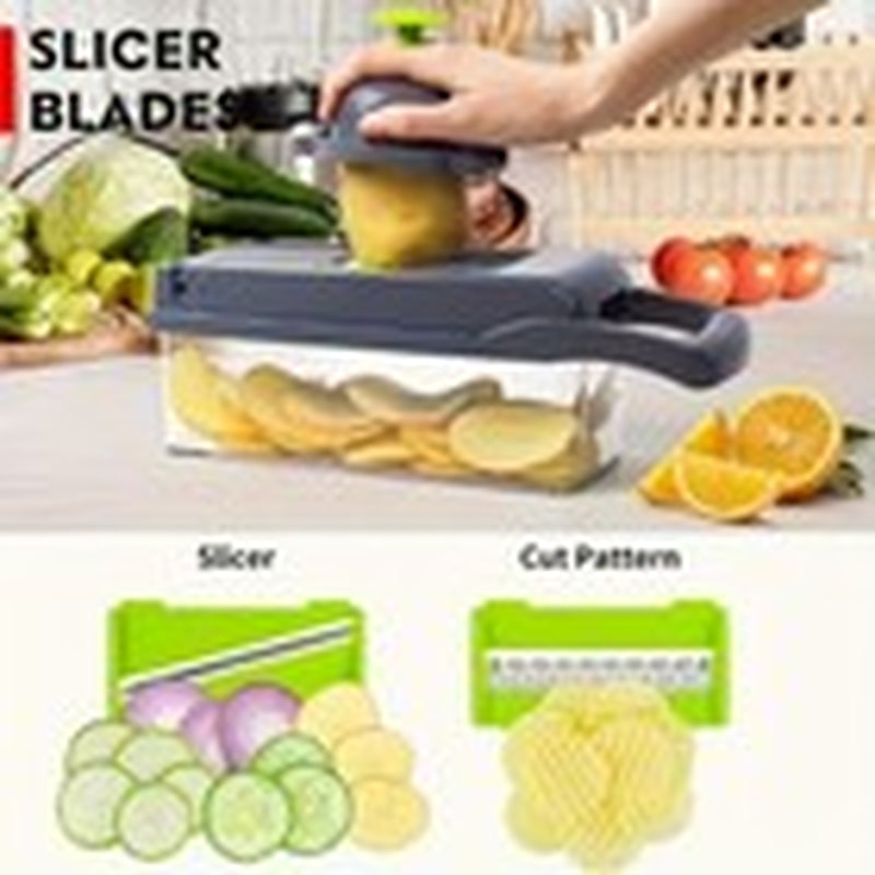 15-In-1 Vegetable Fruit Kitchen Chopper Cutter Food Onion Veggie Dicer Slicer