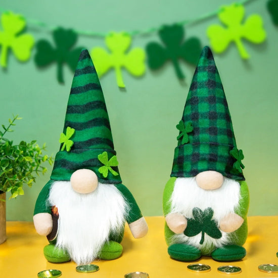 St Patricks Day Decorations, 2 Pcs Shamrock Gnomes Plush St Patricks Day Gifts for Home Table Decor, 11 Inch (Green)