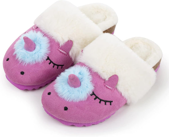 Boys Girls Unicorn Slippers,Cute House Fuzzy Fluffy Clogs for Toddler/Little Kid/Big Kid Size 9/10