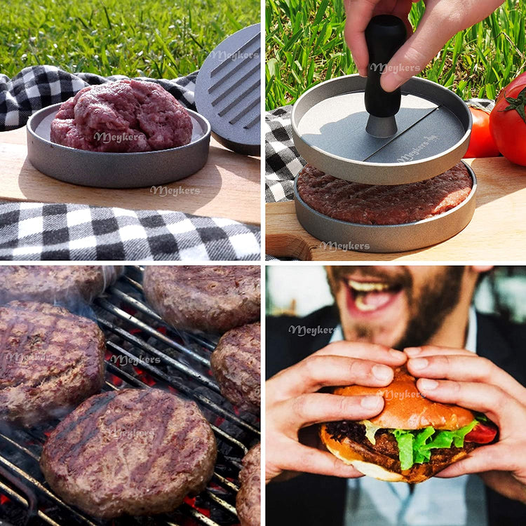 Conjunto De Prensa Para Hamburguesas Con Molde Antiadherente Y Papeles Para BBQ