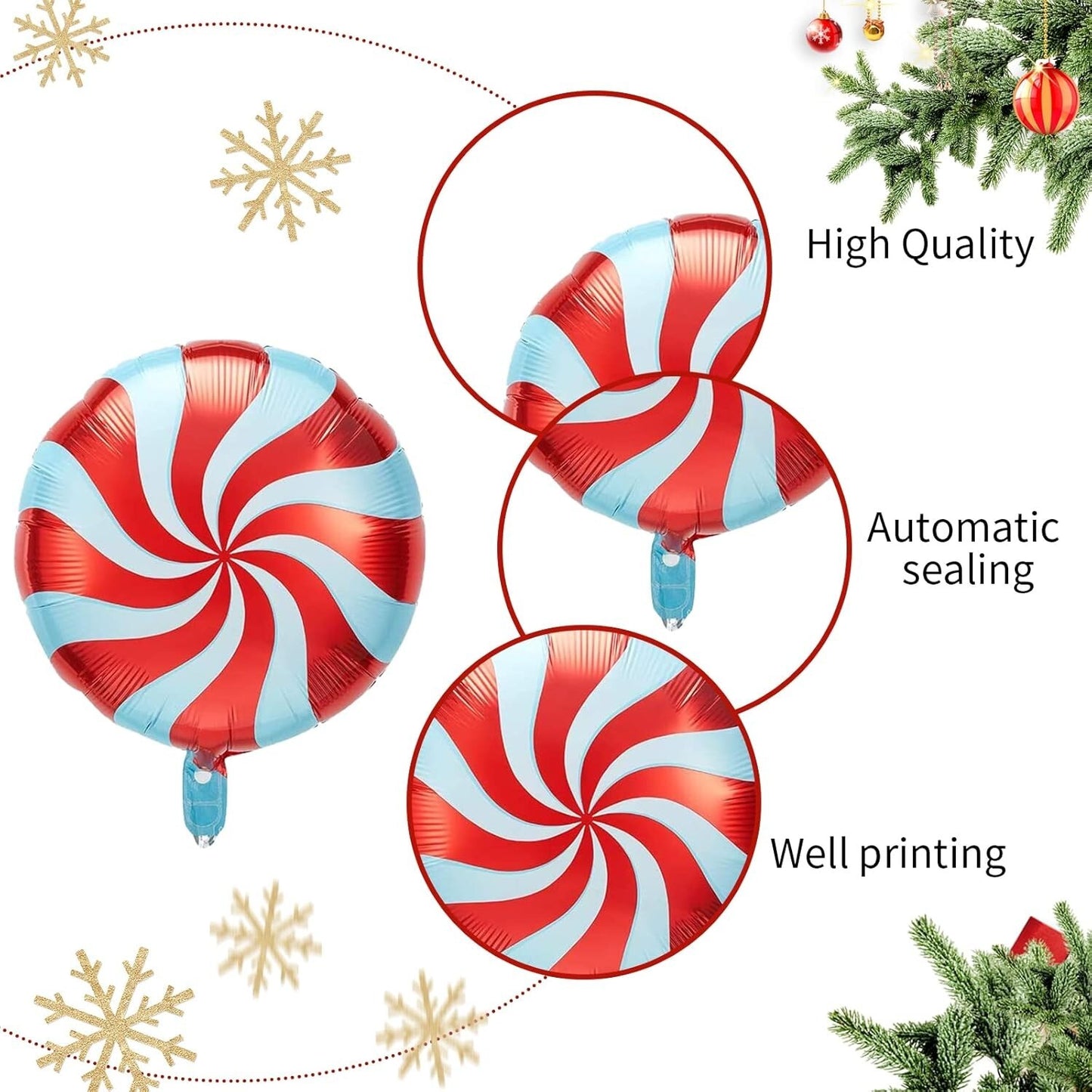 35 Piece Set Christmas Aluminum Foil Balloons 15 Candy Cane 20 Swirl Candy
