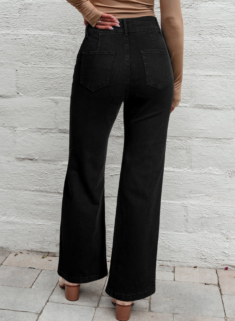 Womens Flare Jeans High Waisted Wide Leg Baggy Jeans for Women Stretch Denim Pants