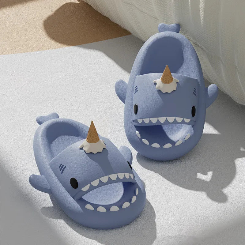 Cute Shark Slippers for Women & Men Summer Platform Night Glow-In-The-Dark Indoor Beach Slides Home Street Wear DIY Accessory