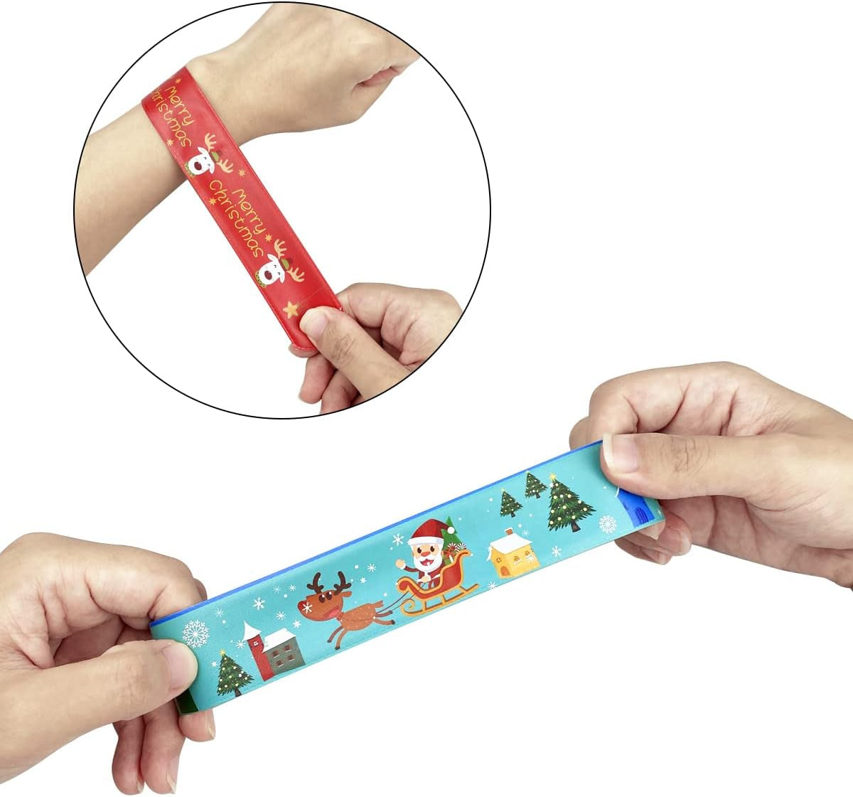48 PCS Christmas Slap Bracelets Toys for Kids Boys Girls Toddlers Christmas Party Favors Stocking Stuffers Gifts