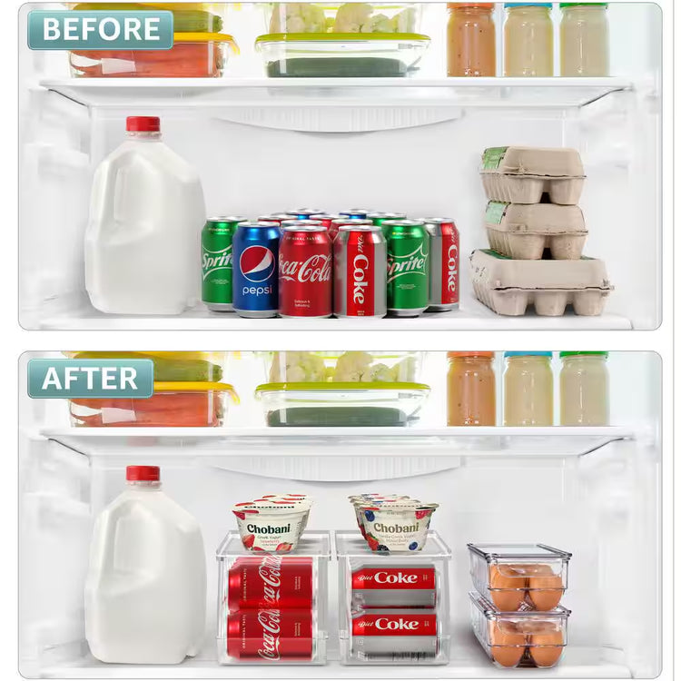 Soda Can Organizer for Refrigerator and Egg Holder for Fridge Set