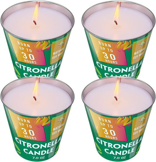 Patio Citronella Candles Outdoor, 4 Packs Natural Soy Wax Fly off Candles for Summer Porch Home outside Camping Picnic,120 Hours Burn
