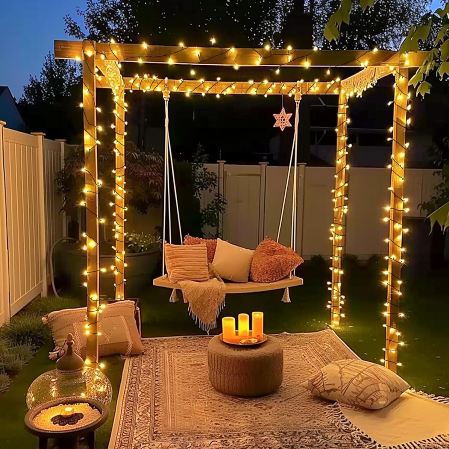 66Ft 200 LED Christmas Lights Outdoor, Warm White Christmas Tree Lights Indoor Plug In, 8 Modes Twinkle String Light for outside Bedroom Wedding Party Classroom Dorm Ceiling Home Decorations