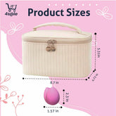 Makeup Bag Organizer – 2-In-1 Cosmetic Bag with 2 Makeup Sponges Portable Travel Toiletry Case for Women with Zipper & Handle – Large Capacity Beauty Storage