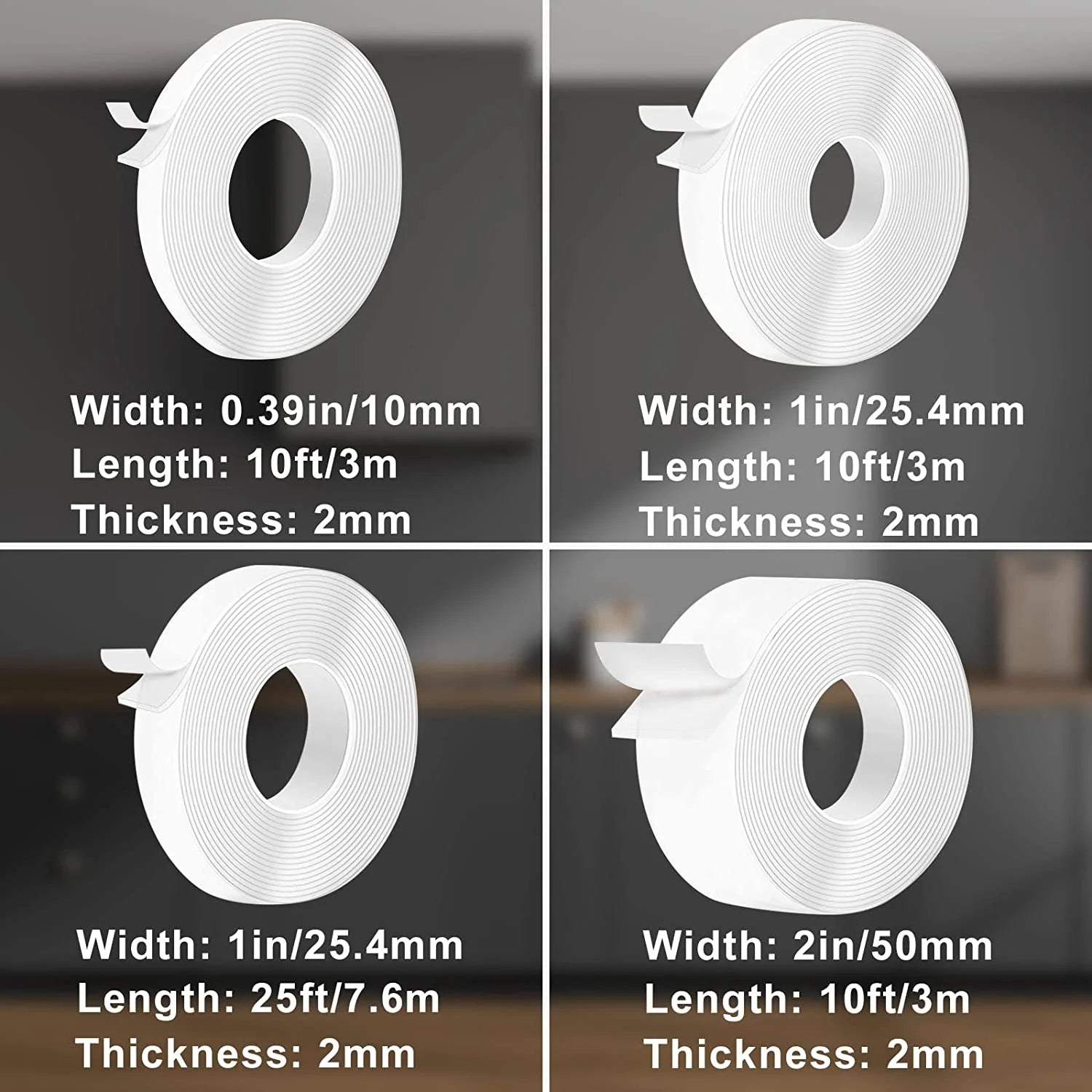 Nano Tape 0.39In X 10Ft, Double Sided Tape Heavy Duty Mounting Tape, Transparent Tape Strong Adhesion Clear Tape, Nano Double Sided Tape Waterproof for Picture Hanging Carpet Tape LED Strip Light