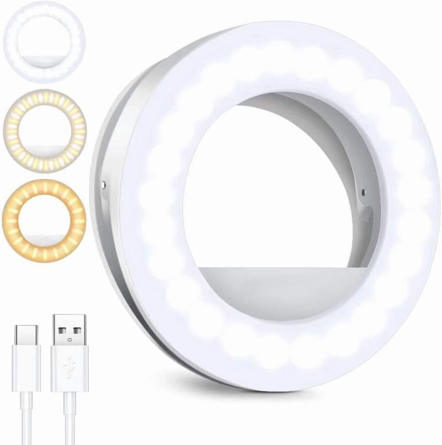 40 LED Selfie Ring USB Rechargeable Fill Light Mini Portable Clip-On Flash Light for Cell Phones Ipad Laptop