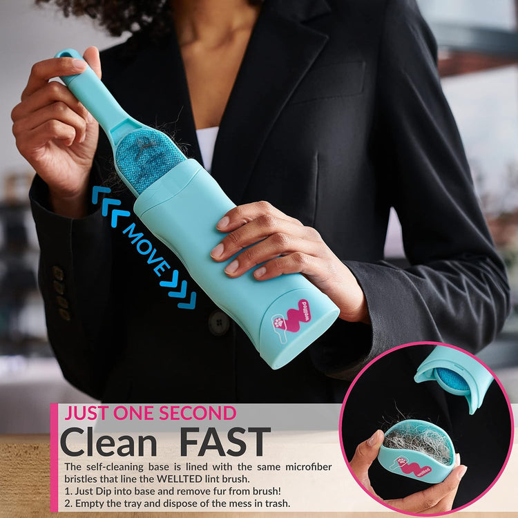 New Blue Self-Cleaning Double-Sided Pet Hair Remover for Couch, Furniture, Clothing, Car Seats, Carpet, Pet Bed - Dog & Cat Hair Remover, Fur & Lint Brush