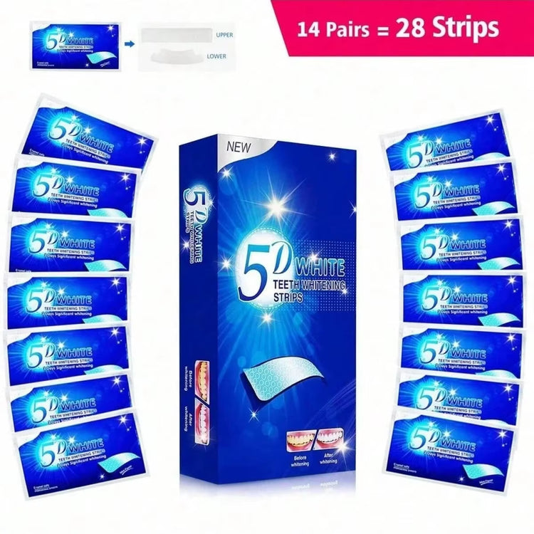 [5D] 28 Days Teeth Whitening Strips Whitener Strips Effective Teeth Whitener Helps Remove Smoking / Coffee / Soda / Wine Stain