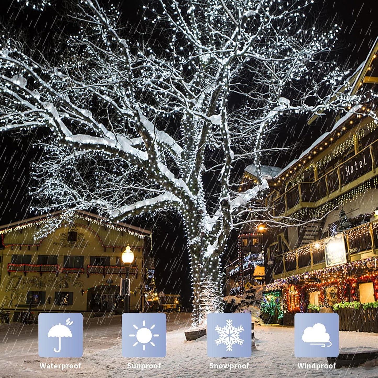 200 LED White Christmas Lights Outdoor, 66Ft Connectable Christmas Tree Lights Indoor Green Wire, 8 Modes Waterproof Twinkle String Lights Plug in for Wedding Party Xmas Decorations