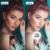 40 LED Selfie Ring USB Rechargeable Fill Light Mini Portable Clip-On Flash Light for Cell Phones Ipad Laptop