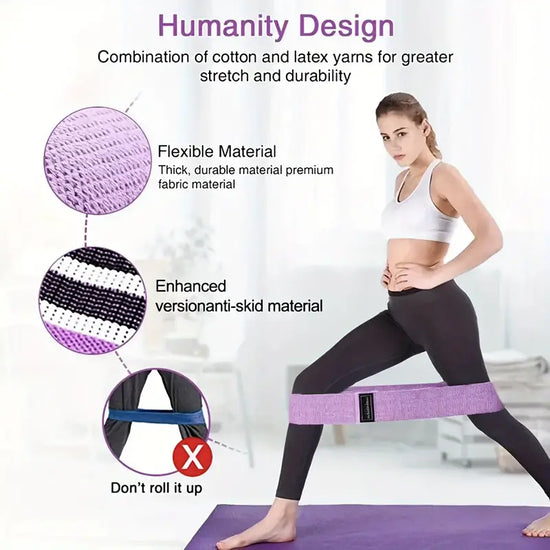 Fabric Resistance Bands for Legs and Butt Home Workout - Non Slip Booty Bands Set