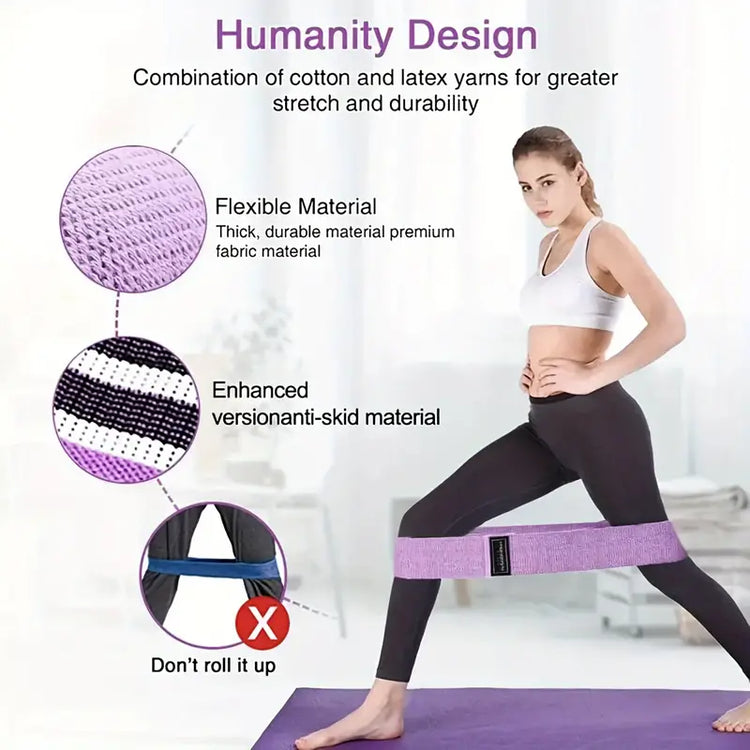 Fabric Resistance Bands for Legs and Butt Home Workout - Non Slip Booty Bands Set