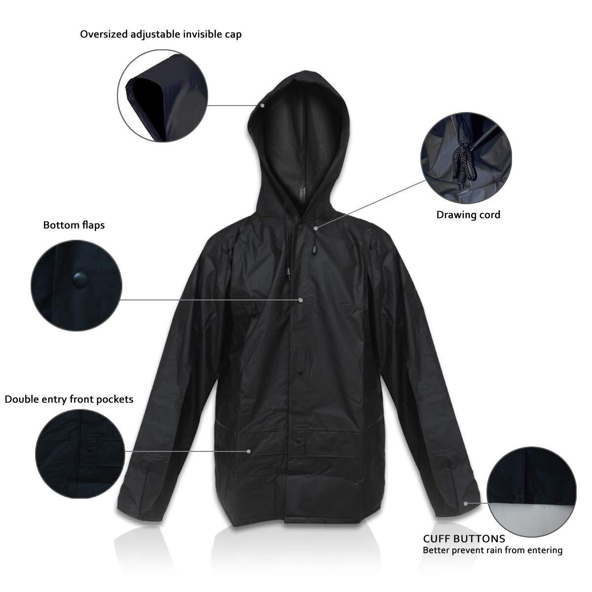 Traje Para Lluvia Impermeable Con Capucha Chaqueta Y Pantalón Ropa, Xlarge