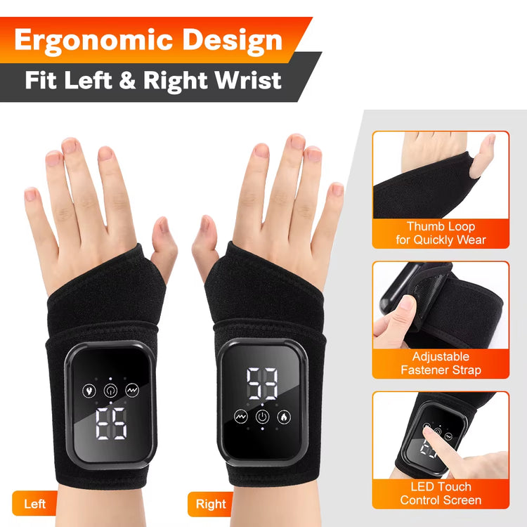 Electric Heating Wrist Massager Wrist Brace Protector Wrap Vibration Massage Relieves Tenosynovitis Carpal Tunnel Fatigue Relief