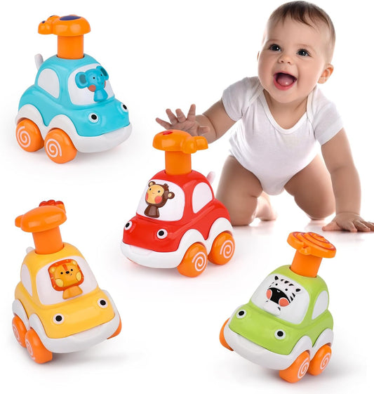 Press and Go Toddler Toy Cars - Animal-Themed Push and Go Cars for Boys Aged 1-3, Ideal First Birthday Gifts for 1-2 Year Olds, Suitable for 6-18 Months