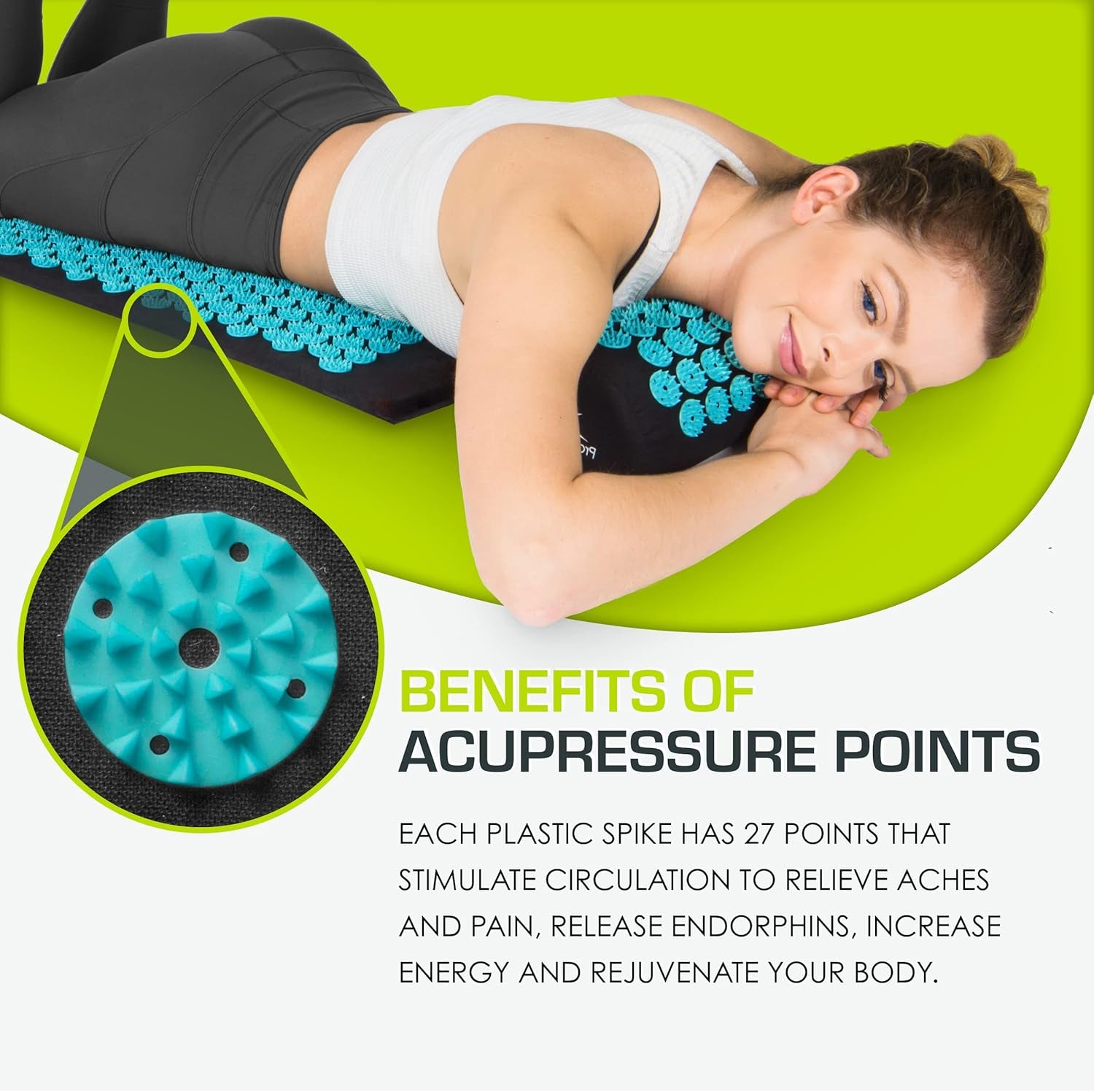 Acupressure Mat and Pillow Set for Back/Neck Pain Relief and Muscle Relaxation
