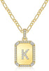 Gold Initial Necklaces for Women,Letter Necklace for Women Girls,Rectangle Necklace with Letters Monogram 18K Gold Plated Alhpabets 26 Pendant Womens Necklace Christmas Jewelry