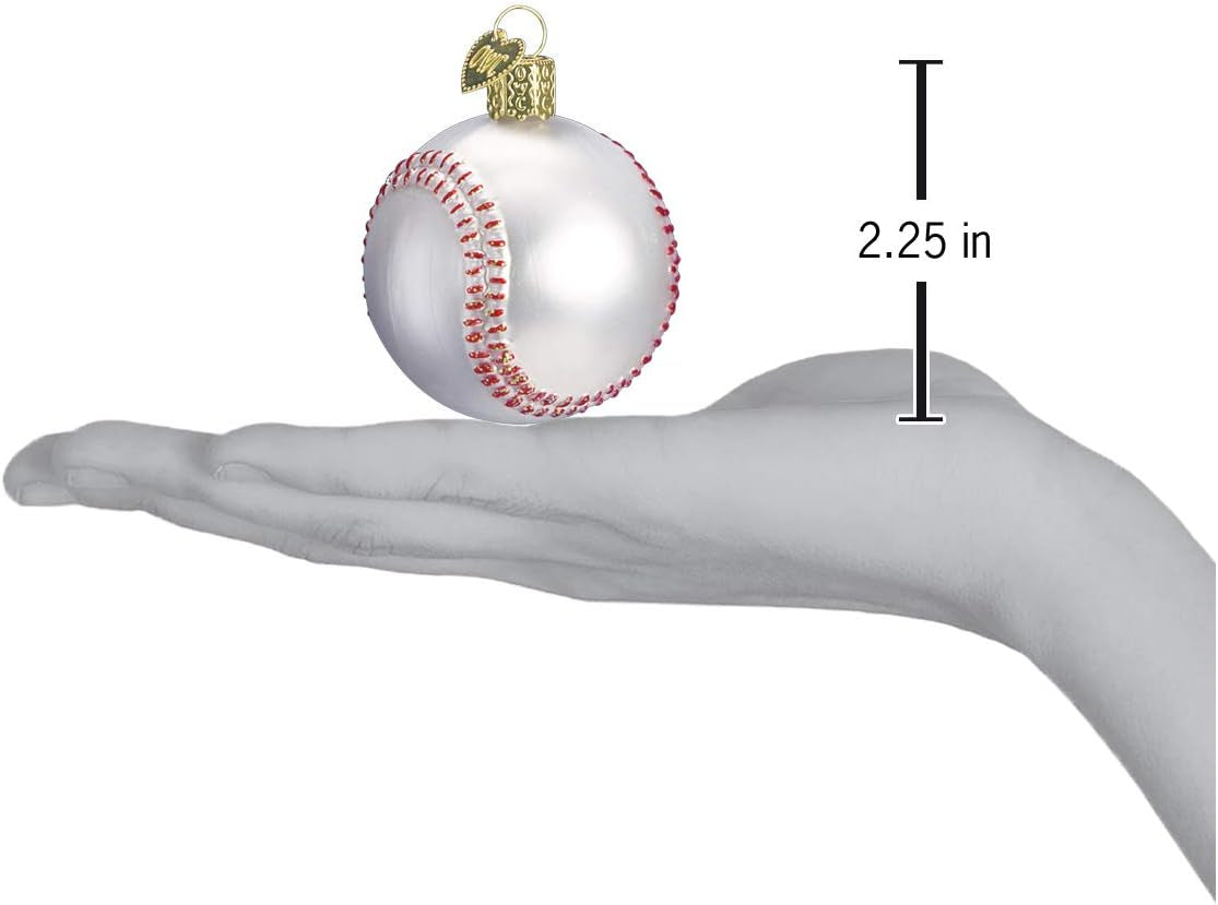 Baseball Glass Blown Ornament for Christmas Tree, Handcrafted Holiday Decoration, Sport Collection