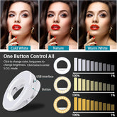 40 LED Selfie Ring USB Rechargeable Fill Light Mini Portable Clip-On Flash Light for Cell Phones Ipad Laptop