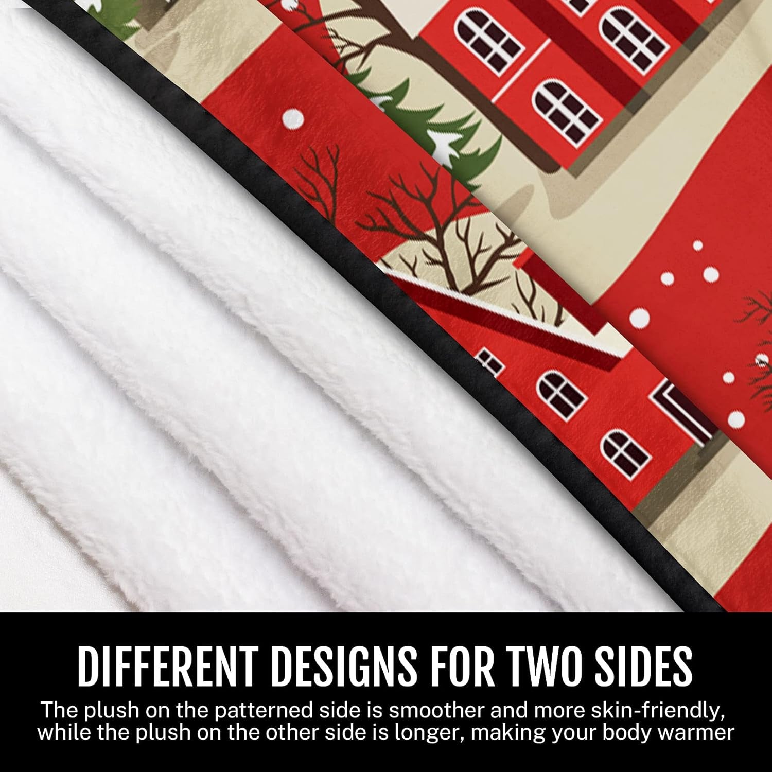 Christmas Throw Blankets, Soft Blankets and Throws, Daughter Mom Friend Gift Houses in Snowfall Print Decorative Throw Blankets for Couch, 60"X80"