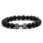 Gym Dumbbells Beads Bracelet Natural Stone Barbell Energy Weights Bracelets for Women Men Couple Pulsera Wristband Jewelry Gift