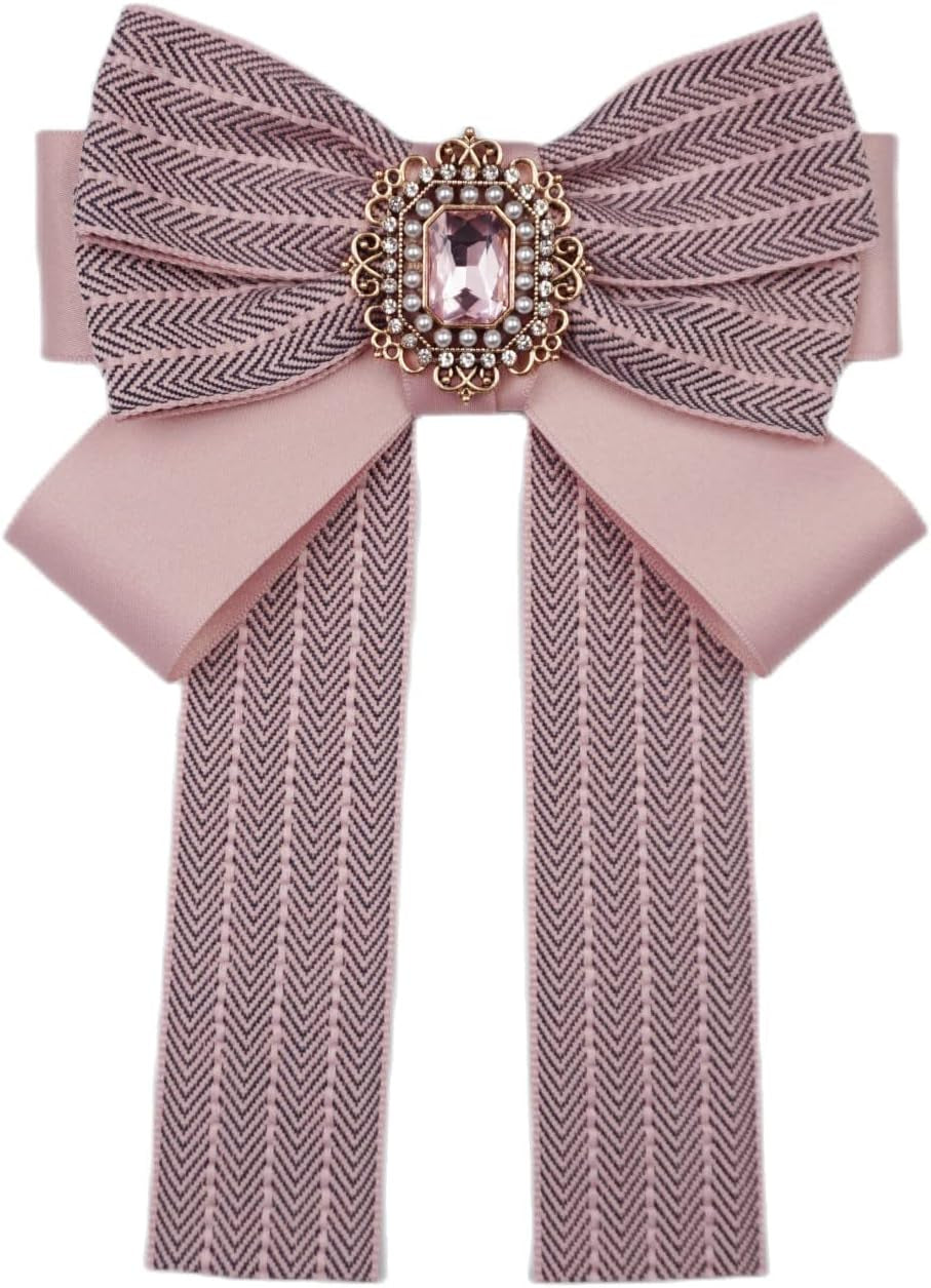 Cc Brooches for Women Fashion Pre-Tied Neck Tie Brooch Pin Bow Tie Patriotic Collar Jewelry Gift
