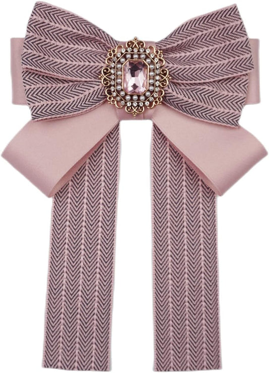 Cc Brooches for Women Fashion Pre-Tied Neck Tie Brooch Pin Bow Tie Patriotic Collar Jewelry Gift