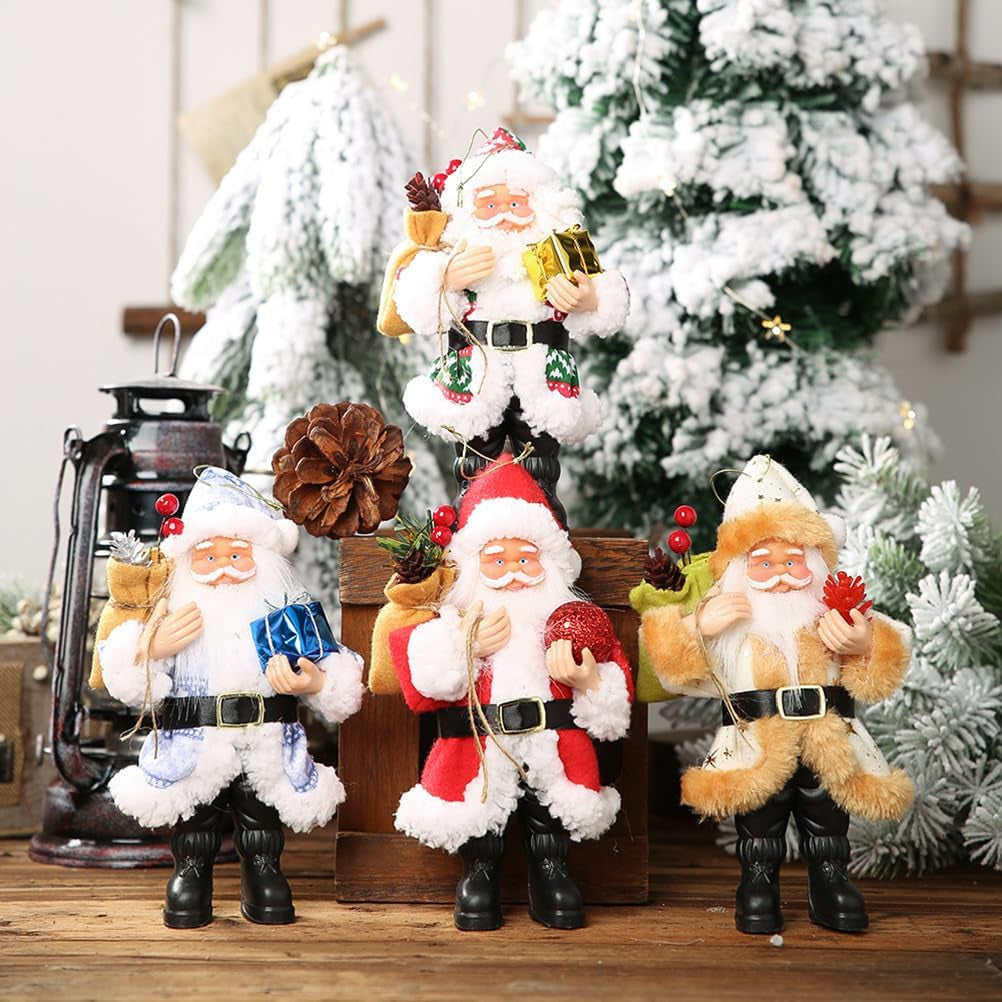 Christmas Standing Santa Claus Figurine Decor Christmas Ornaments Santa Collectors for Home Table Tiered Tray Decorations