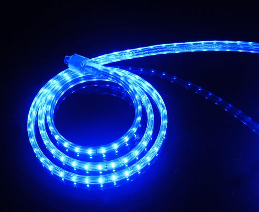 UL Listed, 6.6 Feet, 720 Lumen, Blue, Dimmable, 110-120V AC Flexible Flat LED Strip Rope Light, 120 Units 3528 SMD Leds, Indoor Outdoor Use, Accessories Included, Ready to Use