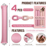 Velvet Fabric Heatless Curling Set-Flexi Rods with Hook-Heatless Curling Rod Headband for All Hair Types- Comfortable & Heatless