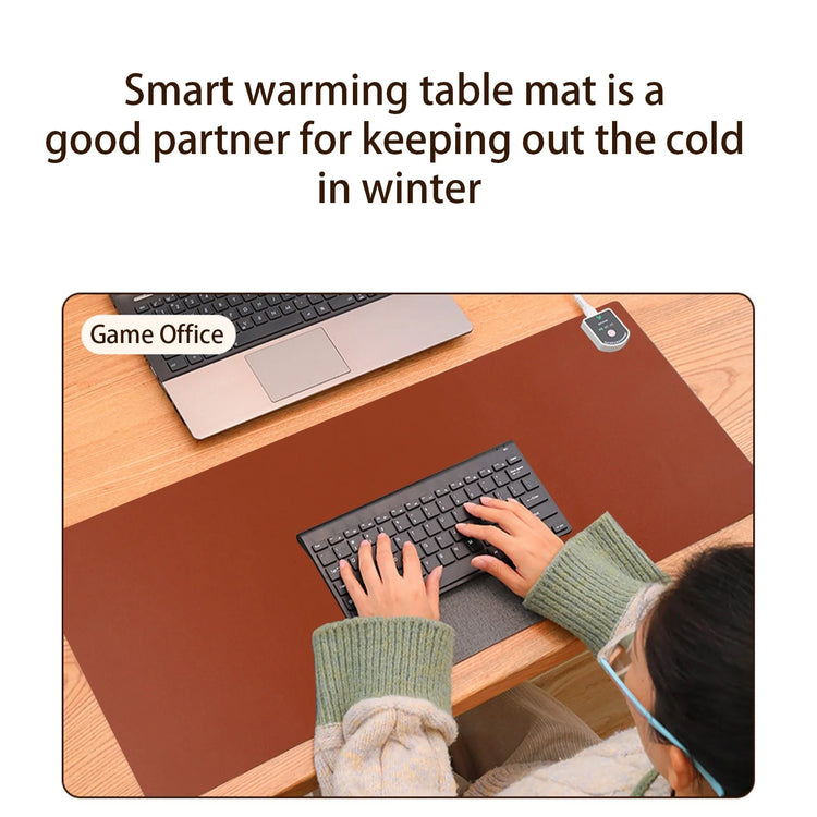 Heated Mouse Pad,Heated Desk Pad,Heated Desk Mat,Warm Desk Pad,Pu Leather Mouse Pad,Electric Heating Mouse Pad/Heated Keyboard Pad,3 Hours Auto Shut-Off,Office & Home Desk Accessorie