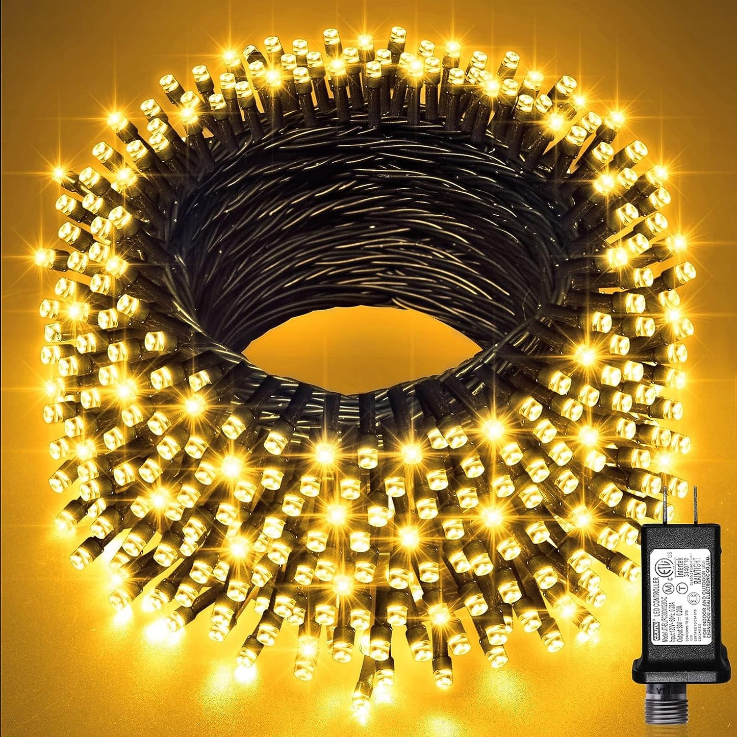 66Ft 200 LED Christmas Lights Outdoor, Warm White Christmas Tree Lights Indoor Plug In, 8 Modes Twinkle String Light for outside Bedroom Wedding Party Classroom Dorm Ceiling Home Decorations