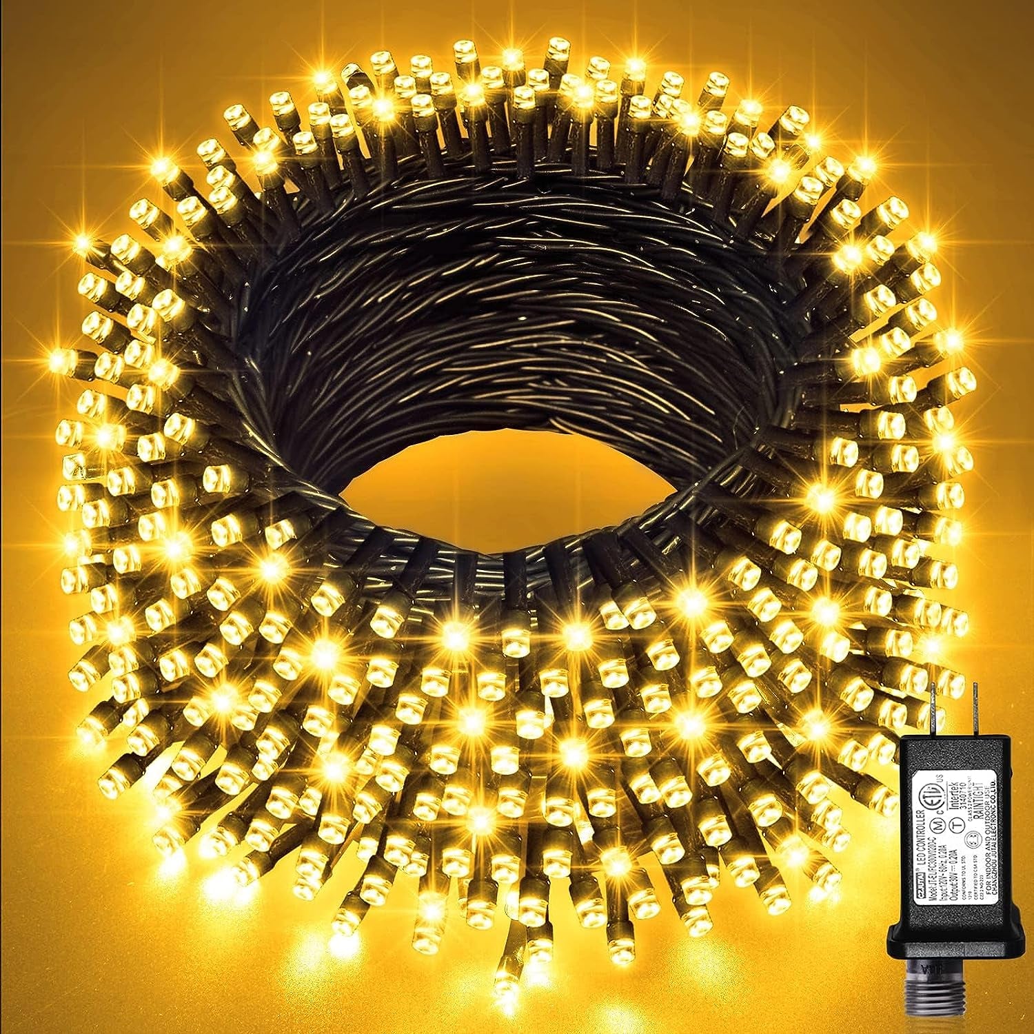 66Ft 200 LED Christmas Lights Outdoor, Warm White Christmas Tree Lights Indoor Plug In, 8 Modes Twinkle String Light for outside Bedroom Wedding Party Classroom Dorm Ceiling Home Decorations
