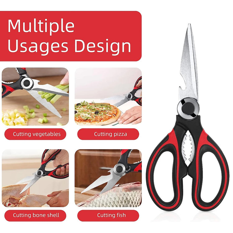 2 Pack Stainless Steel Kitchen Shears Scissors Set for Meat Poultry Fish Nuts Vegetables