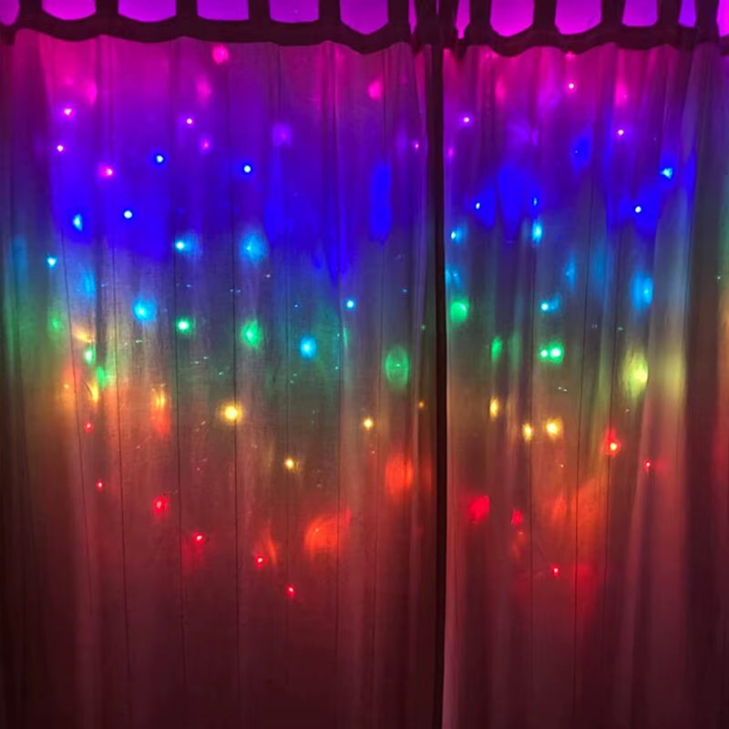 RGB 3X1M Curtain LED Light Christmas Decoration Holiday Home Bedroom Wedding Fairy Garland Lamp USB Plug with Remote