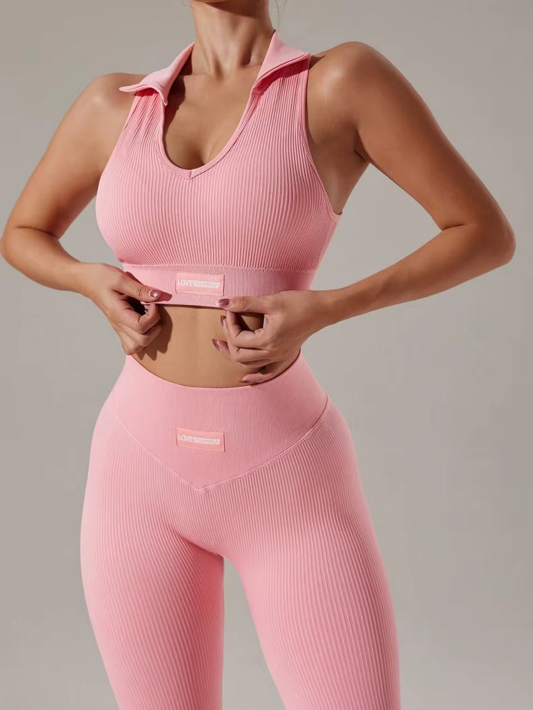 2Pcs Gym Seamless Yoga Set Women Beauty Back Sports Bra+ Hip Lifting Leggings Workout Set Breathable Fitness Set Gym Clothing